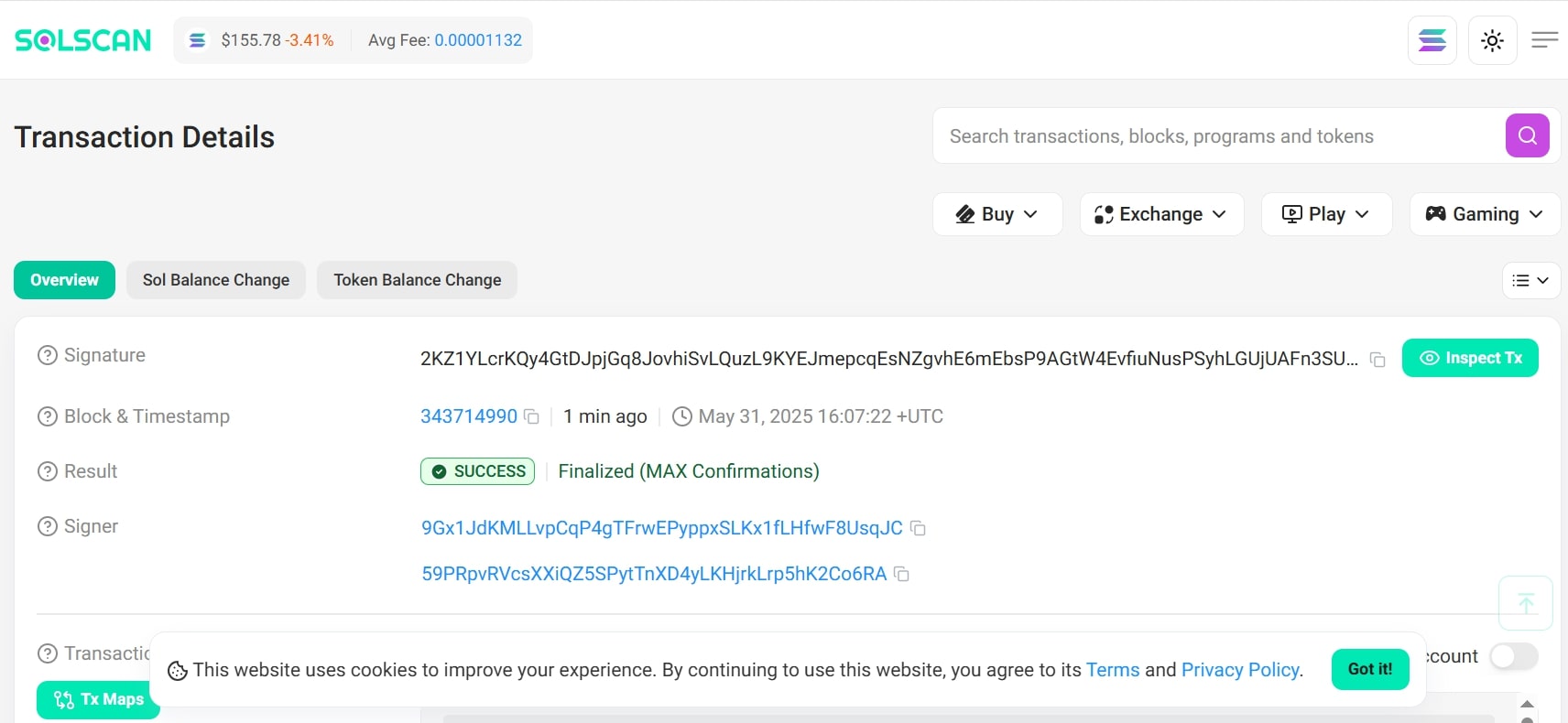 transaction details